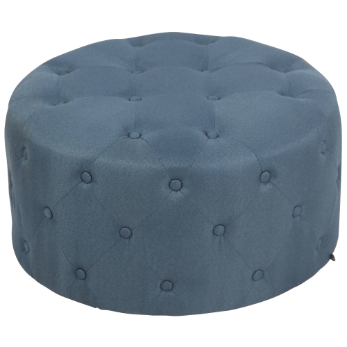Poggiapiedi pouf elegante decorativo HLO-CP78 37x70x70cm tessuto blu