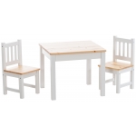 Set bambini 2x sedie con tavolo cameretta HLO-CP3 MDF legno chiaro e bianco