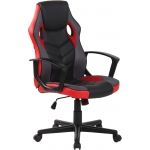 Poltrona sedia ufficio girevole regolabile gaming HLO-CP46 ecopelle nero rosso