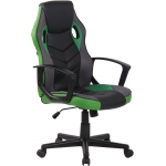 Poltrona sedia ufficio girevole regolabile gaming HLO-CP46 ecopelle nero verde