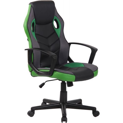 Poltrona sedia ufficio girevole regolabile gaming HLO-CP46 ecopelle nero verde