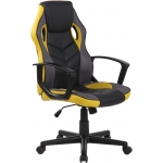 Poltrona sedia ufficio girevole regolabile gaming HLO-CP46 ecopelle nero giallo
