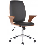 Poltrona sedia ufficio girevole regolabile HLO-CP30 metallo cromato legno ecopelle nero