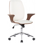 Poltrona sedia ufficio girevole regolabile HLO-CP30 metallo cromato legno ecopelle bianco
