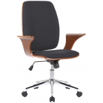 Poltrona sedia ufficio girevole regolabile HLO-CP30 metallo cromato legno tessuto nero