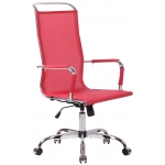 Poltrona sedia ufficio girevole regolabile HLO-CP28 metallo cromato tessuto traspirante rosso