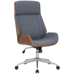 Poltrona sedia ufficio girevole regolabile elegante HLO-CP84 legno scuro ecopelle grigio
