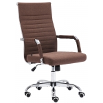 Poltrona sedia ufficio girevole regolabile HLO-CP17 metallo cromato tessuto marrone