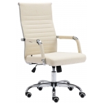 Poltrona sedia ufficio girevole regolabile HLO-CP17 metallo cromato tessuto avorio