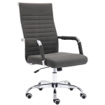 Poltrona sedia ufficio girevole regolabile HLO-CP17 metallo cromato tessuto grigio scuro