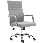 Poltrona sedia ufficio girevole regolabile HLO-CP17 metallo cromato tessuto grigio