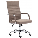 Poltrona sedia ufficio girevole regolabile HLO-CP17 metallo cromato tessuto taupe