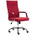 Poltrona sedia ufficio girevole regolabile HLO-CP17 metallo cromato tessuto rosso