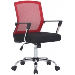 Sedia poltrona ufficio girevole regolabile HLO-CP59 metallo cromato tessuto traspirante nero rosso