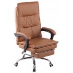 Poltrona sedia ufficio girevole regolabile poggiapiedi estraibile HLO-CP71 ecopelle marrone chiaro