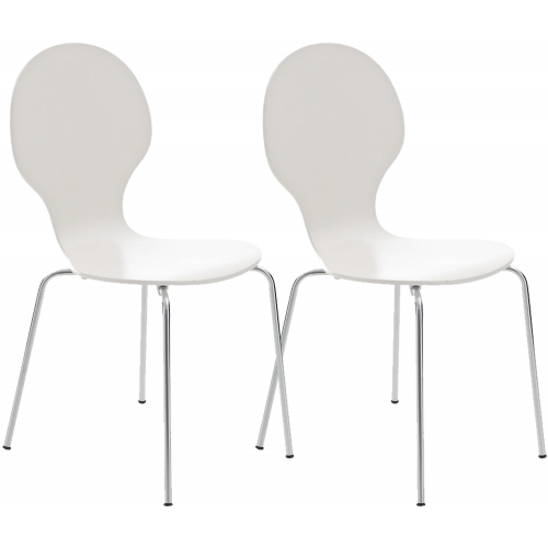 Set 2x sedie HLO-CP80 design moderno impilabile 45x43x86cm bianco