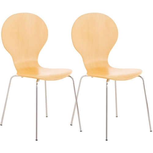 Set 2x sedie HLO-CP80 design moderno impilabile 45x43x86cm legno chiaro