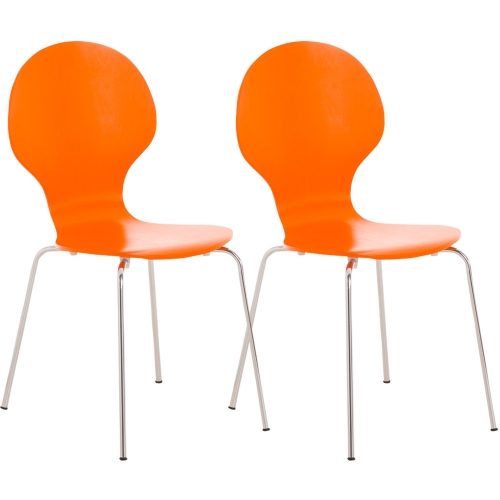 Set 2x sedie HLO-CP80 design moderno impilabile 45x43x86cm arancione