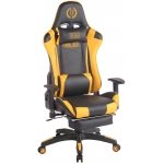 Poltrona sedia ufficio girevole regolabile poggiapiedi estraibile HLO-CP82 ecopelle nero e giallo