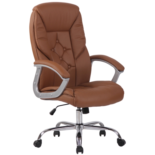 Poltrona sedia ufficio girevole regolabile 210kg HLO-CP1 Rodeo ecopelle marrone chiaro