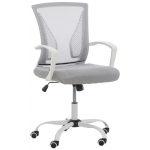 Sedia poltrona ufficio girevole HLO-CP81 base metallo bianco tessuto traspirante grigio chiaro
