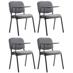 Set 4x sedie ufficio conferenza con scrittoio ribaltabile HLO-CP99 metallo tessuto grigio