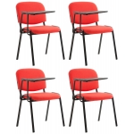 Set 4x sedie ufficio conferenza con scrittoio ribaltabile HLO-CP99 metallo tessuto rosso