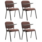Set 4x sedie ufficio conferenza con scrittoio ribaltabile HLO-CP99 metallo tessuto marrone