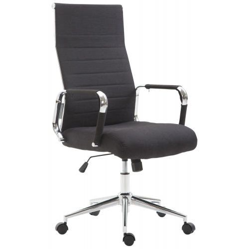 Poltrona sedia ufficio girevole regolabile HLO-CP15 metallo cromato tessuto nero