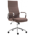 Poltrona sedia ufficio girevole regolabile HLO-CP15 metallo cromato tessuto marrone
