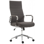 Poltrona sedia ufficio girevole regolabile HLO-CP15 metallo cromato tessuto grigio scuro