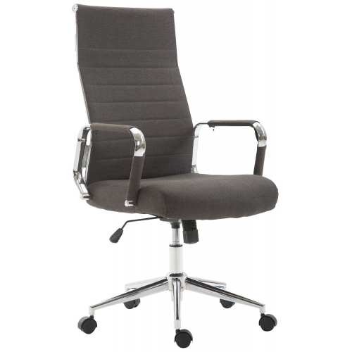 Poltrona sedia ufficio girevole regolabile HLO-CP15 metallo cromato tessuto grigio scuro