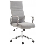 Poltrona sedia ufficio girevole regolabile HLO-CP15 metallo cromato tessuto grigio