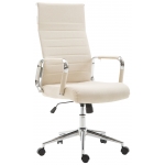 Poltrona sedia ufficio girevole regolabile HLO-CP15 metallo cromato tessuto avorio