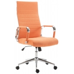 Poltrona sedia ufficio girevole regolabile HLO-CP15 metallo cromato tessuto arancione