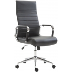 Poltrona sedia ufficio girevole regolabile HLO-CP15 metallo cromato ecopelle nero