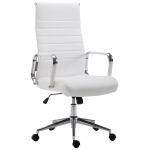 Poltrona sedia ufficio girevole regolabile HLO-CP15 metallo cromato ecopelle bianco