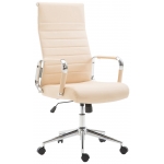 Poltrona sedia ufficio girevole regolabile HLO-CP15 metallo cromato ecopelle avorio