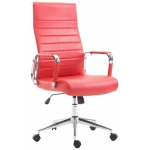 Poltrona sedia ufficio girevole regolabile HLO-CP15 metallo cromato ecopelle rosso