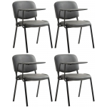 Set 4x sedie ufficio conferenza con scrittoio ribaltabile HLO-CP99 metallo ecopelle grigio
