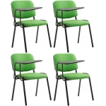 Set 4x sedie ufficio conferenza con scrittoio ribaltabile HLO-CP99 metallo ecopelle verde