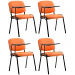 Set 4x sedie ufficio conferenza con scrittoio ribaltabile HLO-CP99 metallo ecopelle arancione