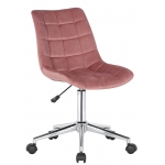 Sedia poltrona ufficio girevole regolabile HLO-CP61 metallo cromato velluto rosa