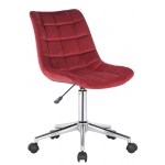 Sedia poltrona ufficio girevole regolabile HLO-CP61 metallo cromato velluto rosso