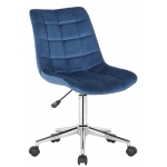 Sedia poltrona ufficio girevole regolabile HLO-CP61 metallo cromato velluto blu
