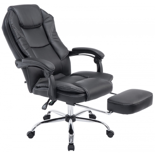 Poltrona sedia ufficio girevole regolabile poggiapiedi estraibile HLO-CP33 ecopelle nero