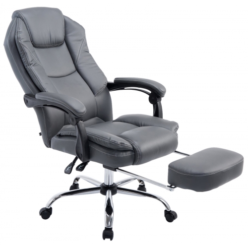 Poltrona sedia ufficio girevole regolabile poggiapiedi estraibile HLO-CP33 ecopelle grigio