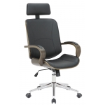 Poltrona sedia ufficio girevole regolabile elegante HLO-CP2 legno grigio ecopelle nero grigio