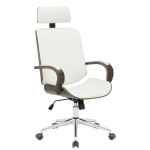 Poltrona sedia ufficio girevole regolabile elegante HLO-CP2 legno grigio ecopelle bianco grigio