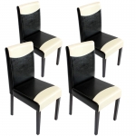 Set 4x sedie Littau ecopelle soggiorno cucina sala da pranzo 43x56x90cm nero bianco